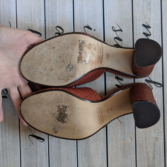 Genuine snakeskin python leather open toe mules - Picture 4 of 8